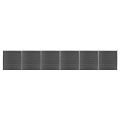 Set de panouri de gard - negru - 1045x186 cm - WPC