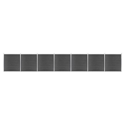 Set de panouri de gard - negru - 1218x186 cm - WPC