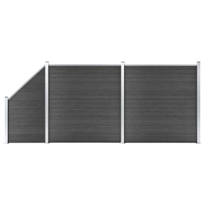 Set de panouri de gard - negru - 446x (105-186) cm - WPC