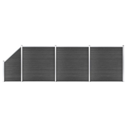 Set de panouri de gard - negru - 619x(105-186) cm - WPC