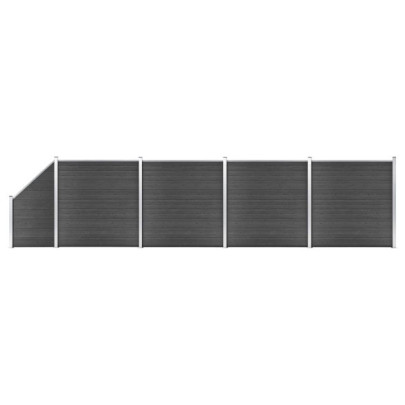 Set de panouri de gard - negru - 792x(105-186) cm - WPC