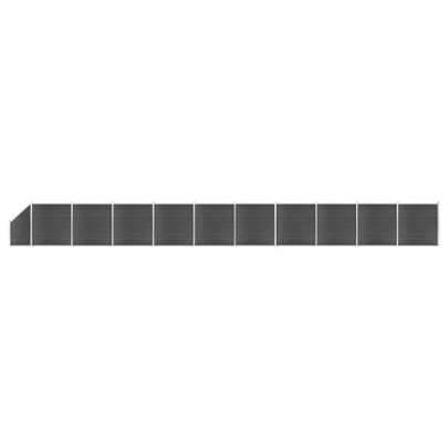 Set de panouri de gard - negru - 1830x(105-186) cm - WPC