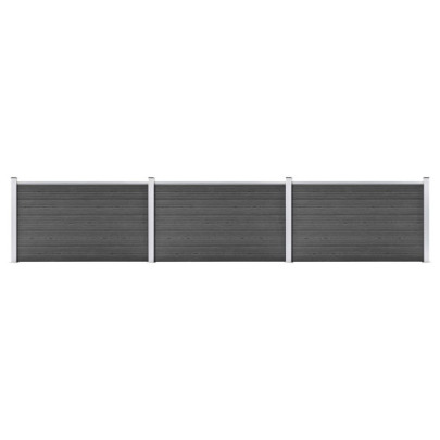 Set de panouri de gard - negru - 526 x 105 cm - WPC