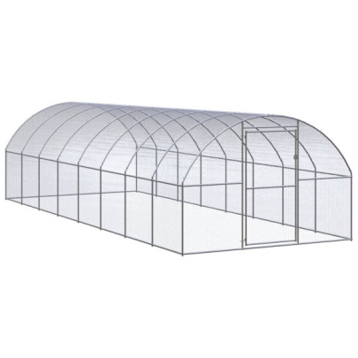 Coteț de găini pentru exterior - 3x8x2 m - oțel zincat