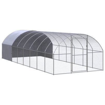 Coteț de găini pentru exterior - 3x8x2 m - oțel zincat