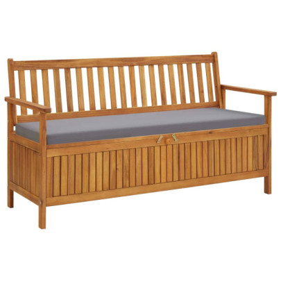 Bancă depozitare de grădină cu pernă - 148 cm - lemn de acacia