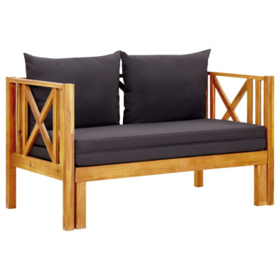 Bancă grădină cu 2 locuri & perne - 122 cm - lemn masiv acacia