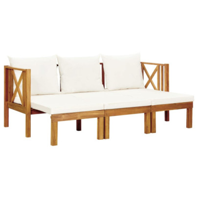 Bancă grădină cu 3 locuri & perne - 179 cm - lemn masiv acacia