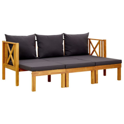 Bancă grădină cu 3 locuri & perne - 179 cm - lemn masiv acacia
