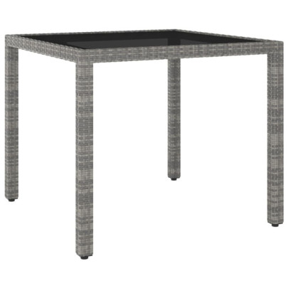 Masă de grădină - gri - 90x90x75 cm - poliratan