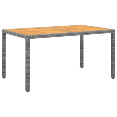Masă de grădină - gri - 150x90x75 cm - lemn acacia și poliratan