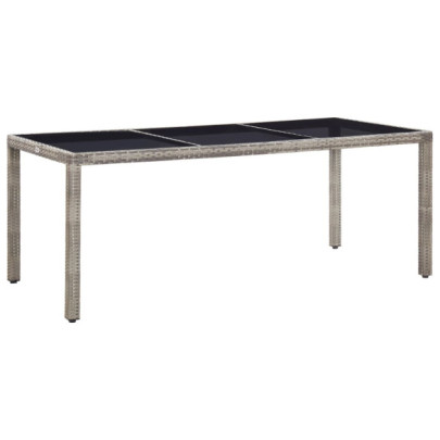 Masă de grădină - gri - 190x90x75 cm - poliratan