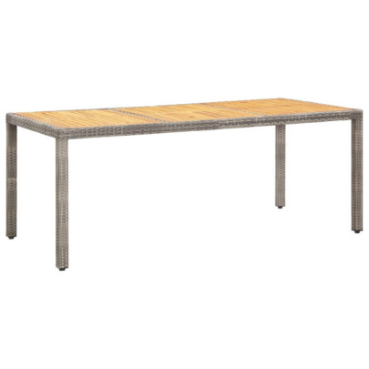 Masă grădină - gri - 190x90x75 cm - poliratan și lemn de acacia