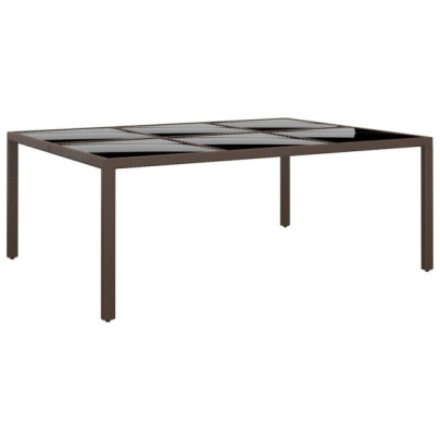 Masă de grădină cu blat din sticla - maro - 200x150x75 cm - ratan