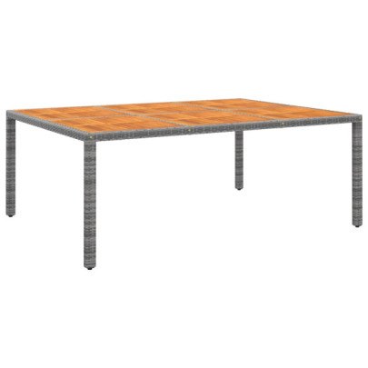 Masă de grădină - gri - 200x150x75cm - lemn de acacia/poliratan