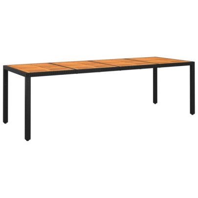 Masă de grădină - negru - 250x100x75cm - lemn de acacia/poliratan