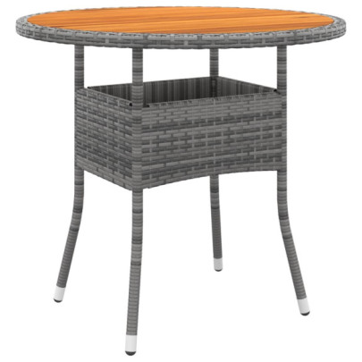Masă de grădină - gri - Ø80x75cm - lemn de acacia/poliratan