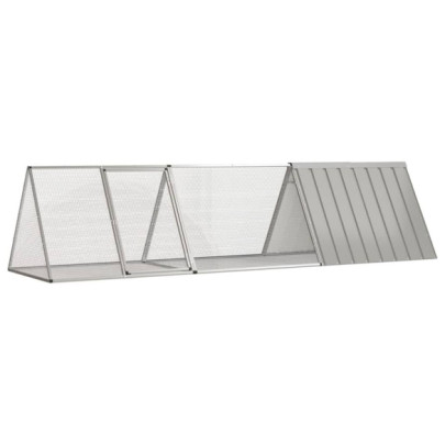 Cușcă pentru iepuri - gri - 302,5x80,5x71 cm - oțel galvanizat
