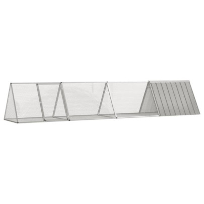 Cușcă pentru iepuri - gri - 403,5x80,5x71 cm - oțel galvanizat