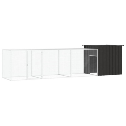 Coteț pentru păsări - antracit - 400x91x100 cm - oțel galvanizat