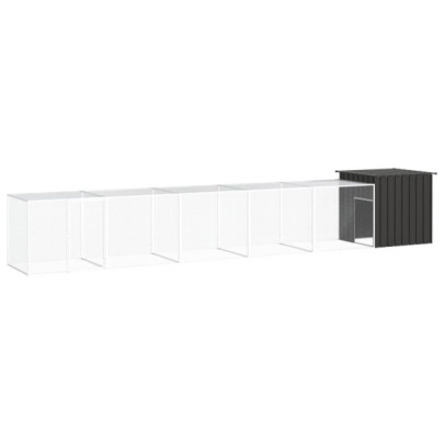 Coteț pentru păsări - antracit - 600x91x100 cm - oțel galvanizat