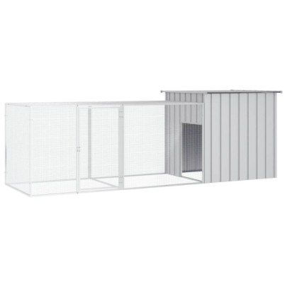 Coteț pentru păsări - gri - 300x91x100 cm - oțel galvanizat