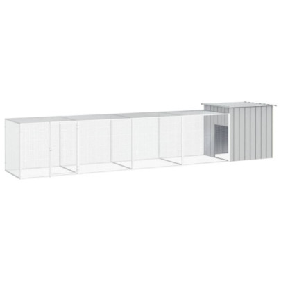 Coteț pentru păsări - gri - 500x91x100 cm - oțel galvanizat