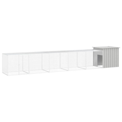 Coteț pentru păsări - gri - 600x91x100 cm - oțel galvanizat