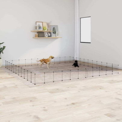 Cușcă animale de companie cu ușă 44 panouri negru 35x35 cm oțel