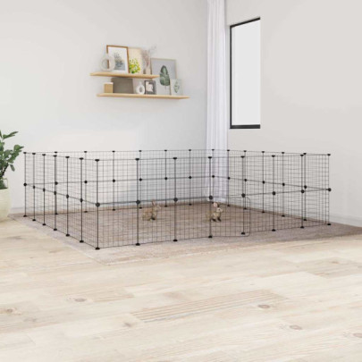 Cușcă animale de companie cu ușă 52 panouri negru 35x35 cm oțel