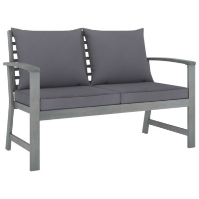 Bancă grădină cu pernă - gri închis - 120 cm - lemn masiv acacia