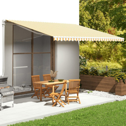 Pânză de rezervă copertină - galben și alb - 5x3,5 m