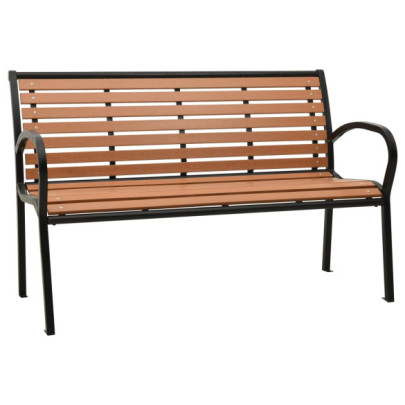 Bancă de grădină - negru și maro - 125 cm - oțel și WPC