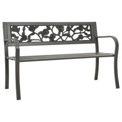 Bancă de grădină - gri - 125 cm - oțel