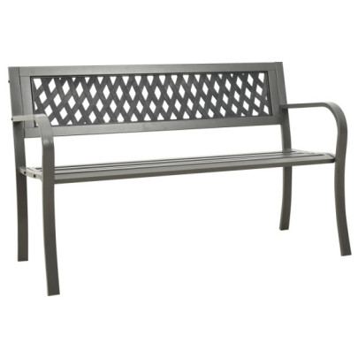 Bancă de grădină - gri - 125 cm - oțel