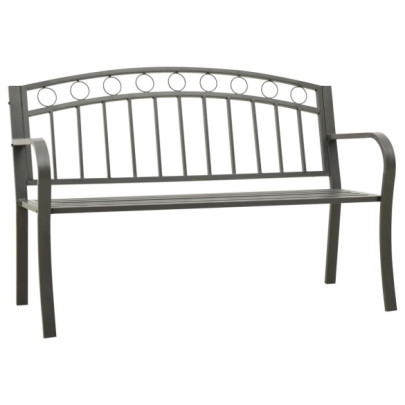 Bancă de grădină - gri - 125 cm - oțel