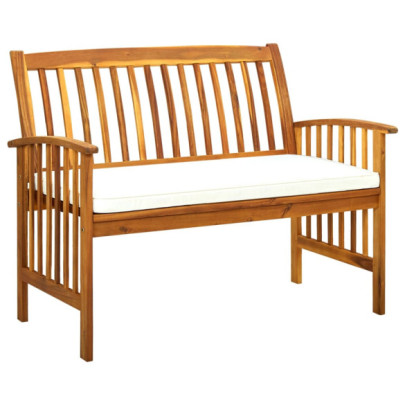 Bancă de grădină cu perne - 119 cm - lemn masiv de acacia