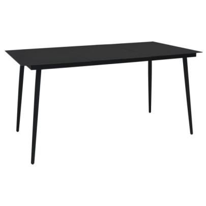 Masă de grădină - negru - 190 x 90 x 74 cm - oțel și sticlă