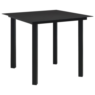 Masă de grădină - negru - 80 x 80 x 74 cm - oțel și sticlă