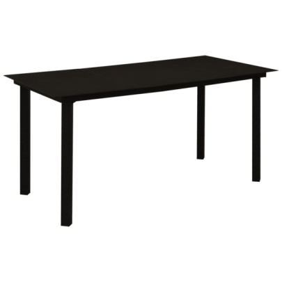 Masă de grădină - negru - 150 x 80 x 74 cm - oțel și sticlă