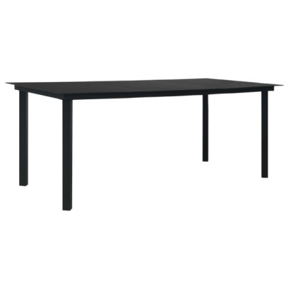 Masă de grădină - negru - 190 x 90 x 74 cm - oțel și sticlă