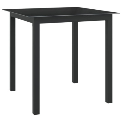 Masă de grădină - negru - 80x80x74 cm - aluminiu și sticlă