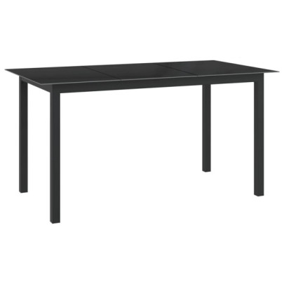Masă de grădină - negru - 150x90x74 cm - aluminiu și sticlă