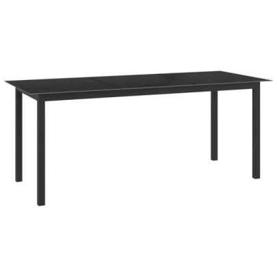 Masă de grădină - negru - 190x90x74 cm - aluminiu și sticlă