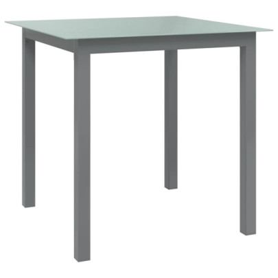 Masă de grădină - gri deschis - 80x80x74 cm - aluminiu și sticlă