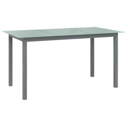 Masă de grădină - gri deschis - 150x90x74 cm - aluminiu și sticlă
