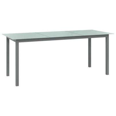 Masă de grădină - gri deschis - 190x90x74 cm - aluminiu și sticlă
