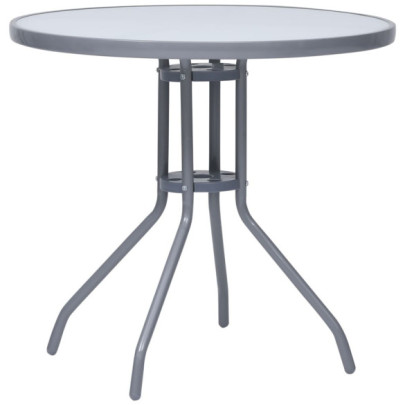 Masă de grădină - gri deschis - 80 cm - oțel și sticlă