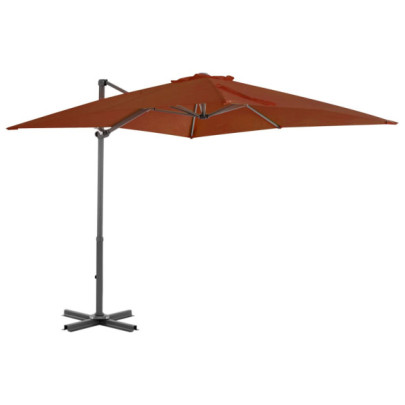 Umbrelă în consolă cu stâlp din aluminiu - cărămiziu - 250x250 cm