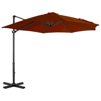 Umbrelă în consolă cu stâlp din aluminiu - cărămiziu - 300 cm